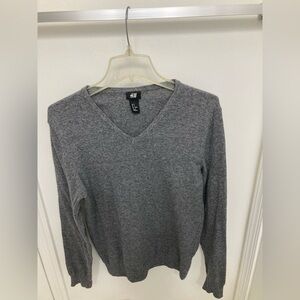 H&M men’s Charcoal Gray V-Neck Knit Sweater
